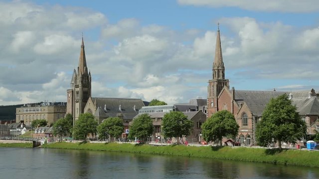 Churches on banks of River Ness, Inverness, Scotland