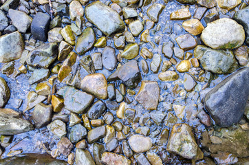 beautiful stones are washed with water