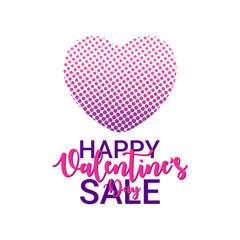 Happy Valentines Day SALE banner with Halftone Heart. Shopping card with a place for text. For textile, web, flyer, invitation, poster
