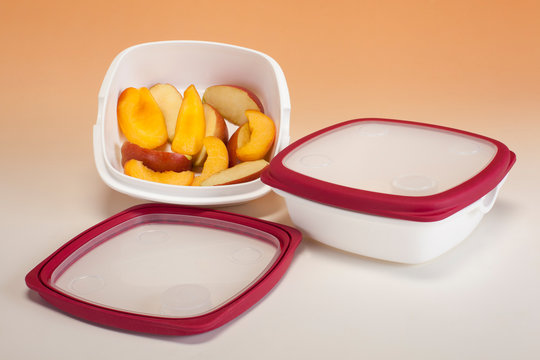 Pieces Of Fruit Kept In A Tupperware