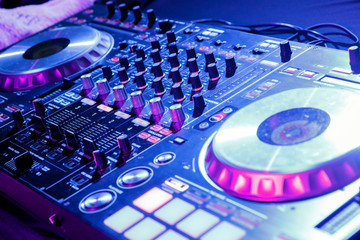 Plakat DJ control gear, electronic night party