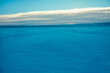 landscape of frozen lake icy surface 