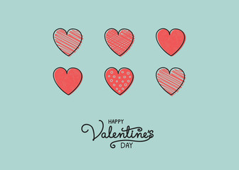 Concept of a greeting card with hearts for Valentine's Day. Vector