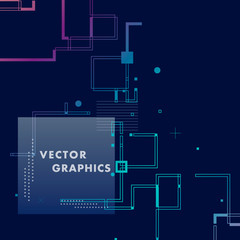 Abstract composition and geometric elements with connect lines and square. Vector background