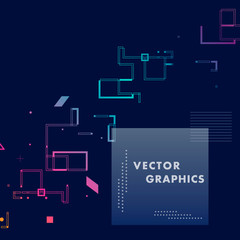 Abstract composition and geometric elements with connect lines and square. Vector background