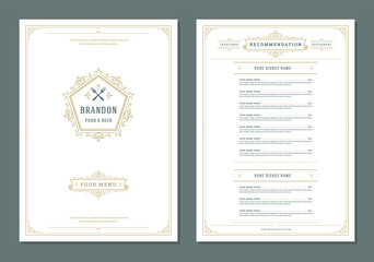 Restaurant menu design and logo vector brochure template.