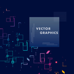 Abstract composition and geometric elements with connect lines and square. Vector background