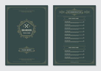 Restaurant menu design and logo vector brochure template.