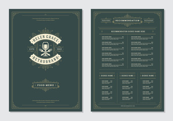 Restaurant menu design and logo vector brochure template. - obrazy, fototapety, plakaty