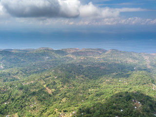 Fototapeta na wymiar Aerial view of Agong mount and countryside village at Bali, Indonesia.