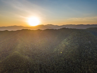 Aerial view of Aging mount during sunset at Bali, Indonesia.