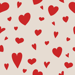 Fototapeta na wymiar Cute seamless pattern with colorful hand drawn hearts. Valentine's Day, Mother's Day and Women's Day. Vector