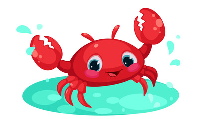 Red cute crab cartoon