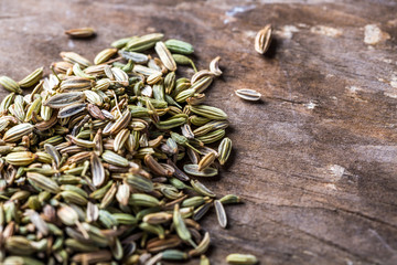 Closeup of Fennel Seeds on Table