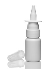 medicine bottle nasal spray isolated on white