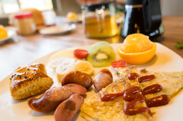 delicious breakfast at morning