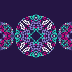 Mandala. Seamless pattern. Multicolored painted leaves and branches. Sacred image. Vintage decorative elements.Can be used for wallpaper, textile, invitation card, wrapping, web page background.