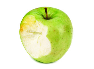 Bitten apple on white background