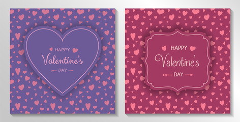 Cute Valentine's Day greeting cards - set. Vector