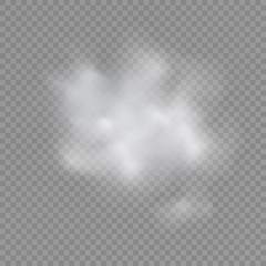 Fog or smoke isolated transparent special effect. White vector cloudiness, mist or smog background. Vector illustration.