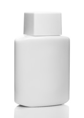 White bottle from cosmetics or household chemicals isolated on white background