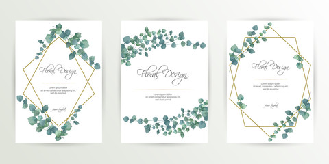 Banner on flower background. Wedding Invitation, modern card Design. Save the Date Card Templates Set with Greenery, Decorative Floral and Herbs Element. Vintage Botanical. eps 10