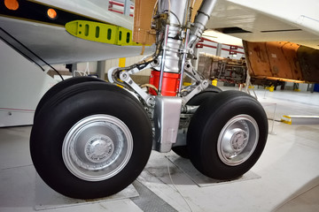 Obraz na płótnie Canvas Close-up of Aircraft Main landing gear