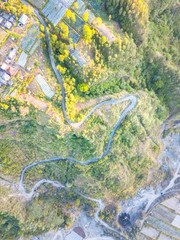Farmland with morning sunlight at Agong Mount, Bali, Indonesia.