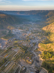 Farmland with morning sunlight at Agong Mount, Bali, Indonesia.