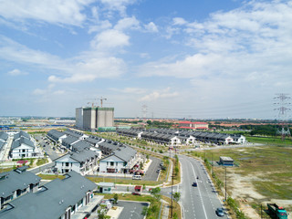 Aerial view of residential houses.