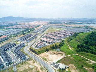 Aerial view of residential houses.