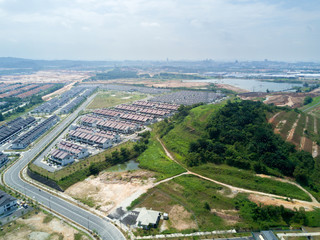 Aerial view of residential houses.