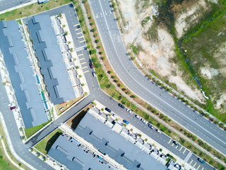 Aerial view of residential houses.