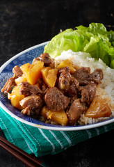 Chinese food, pineapple fried duck rice
