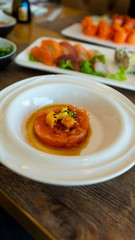 Japanese dishes: sashimi, sushi 