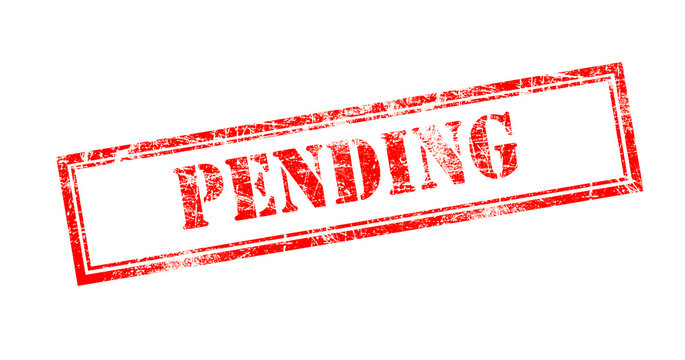 Old scratches grunge stamp with red text "PENDING".