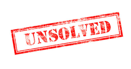 Old scratches grunge stamp with red text "UNSOLVED".