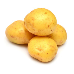 Potatoes vegetable isolated on white background. Flat lay, top view