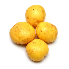 Potatoes vegetable isolated on white background. Flat lay, top view