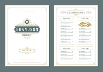 Fotobehang Restaurant menu design and label vector brochure template. © provectors