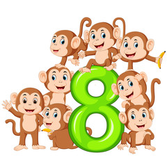 the 8 jelly number with so many monkey on it 
