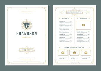 Restaurant menu design and logo vector brochure template.