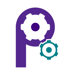 letter p, dual gear mechanic logo