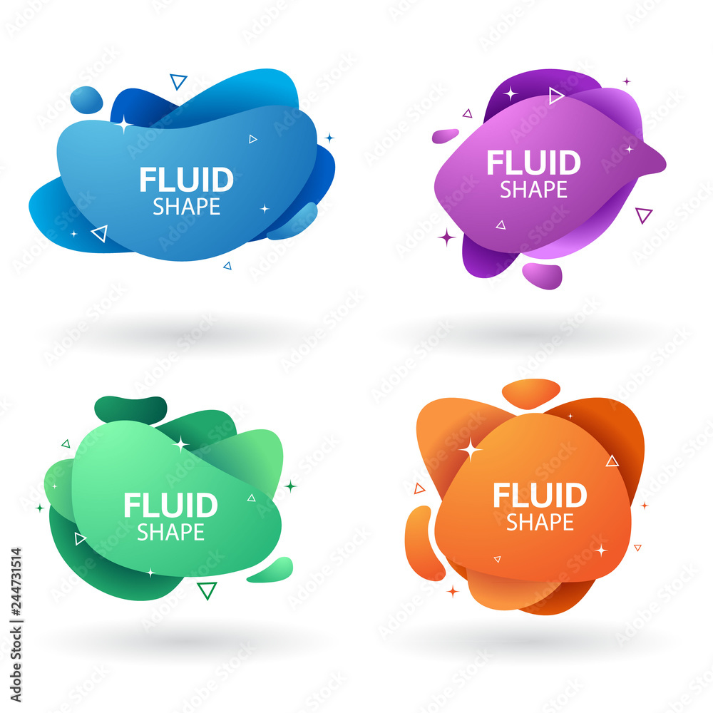 Poster set of fluid abstract banner. geometric shape gradient composition.