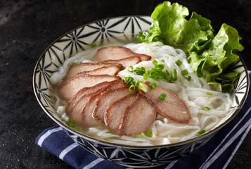 Chinese food, pork fork barbecue rice noodle
