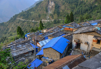 Ancient village on the hill in Nepal