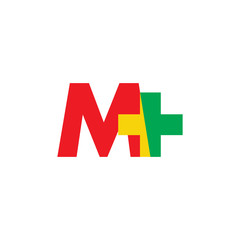 letters m plus medical logo vector