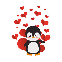 cute penguin hearts valentines day