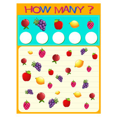 How many worksheet with many fruits
