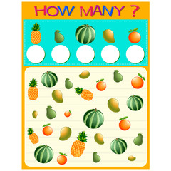 How many worksheet with many fruits